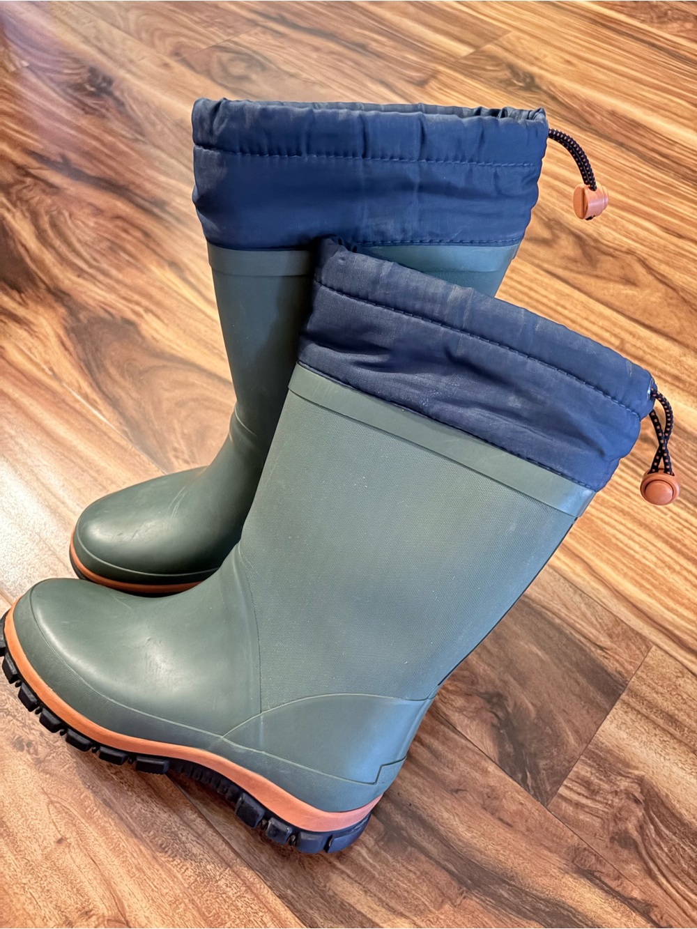 LANDS' END Big Kids Waterproof Insulated Rain and Snow Winter Boots Green 2 Shoe